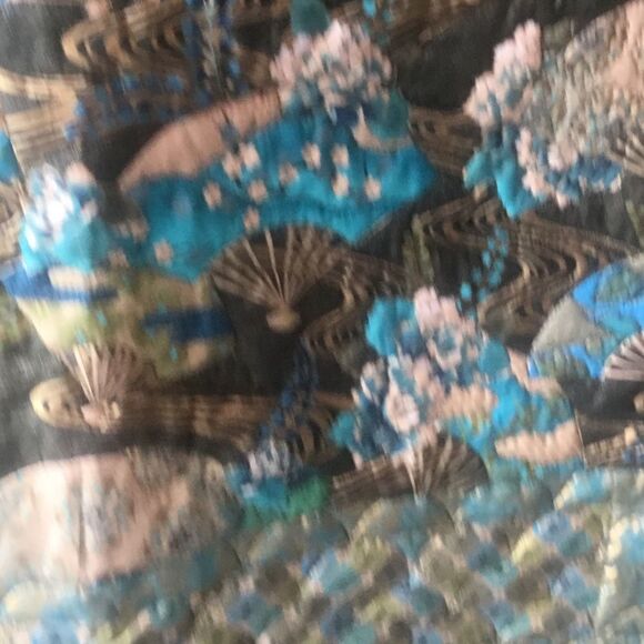 Hand Crafted Turquoise & Gold Quilt - Picture 9 of 16